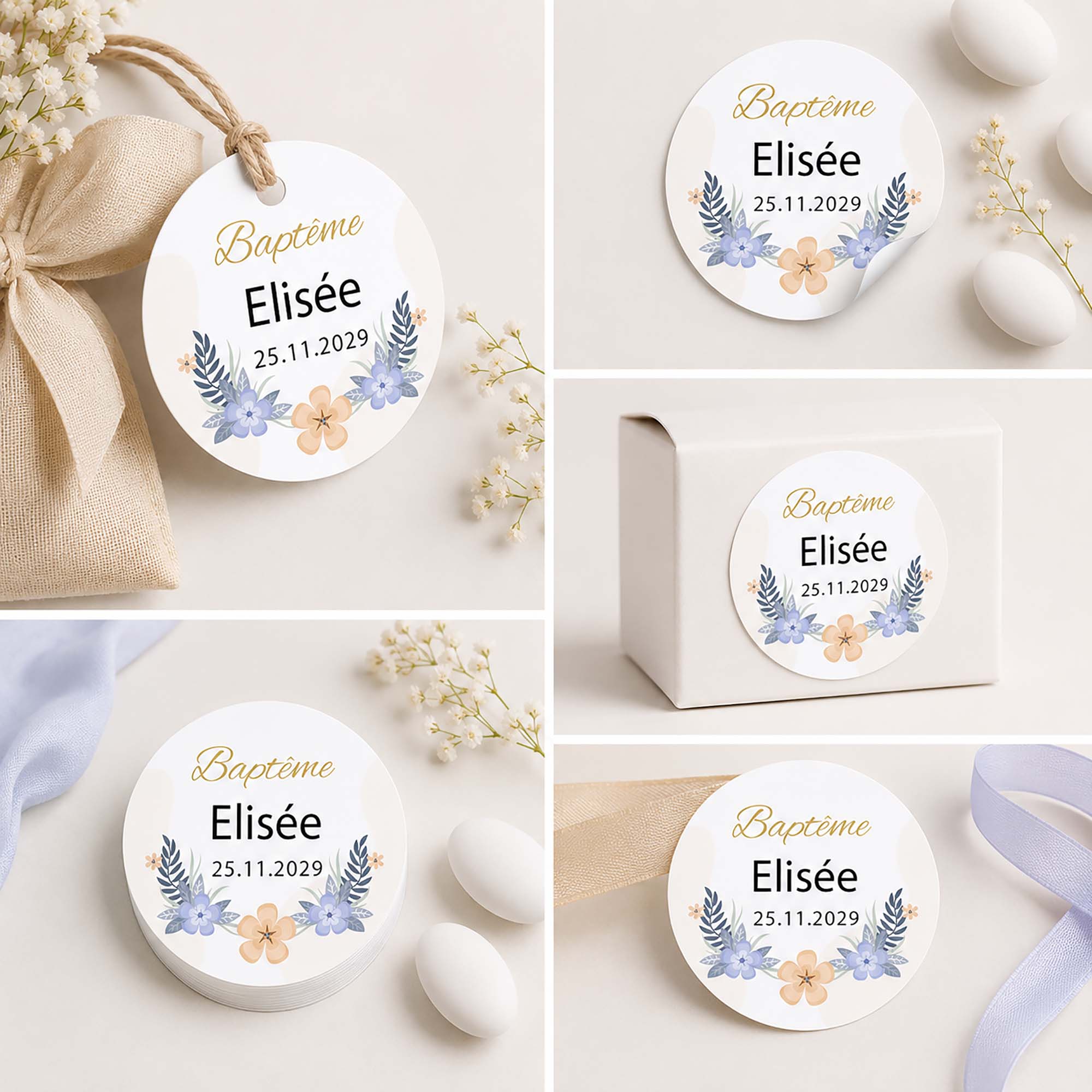 Étiquettes et stickers dragées personnalisés pour naissance, baptême et anniversaire